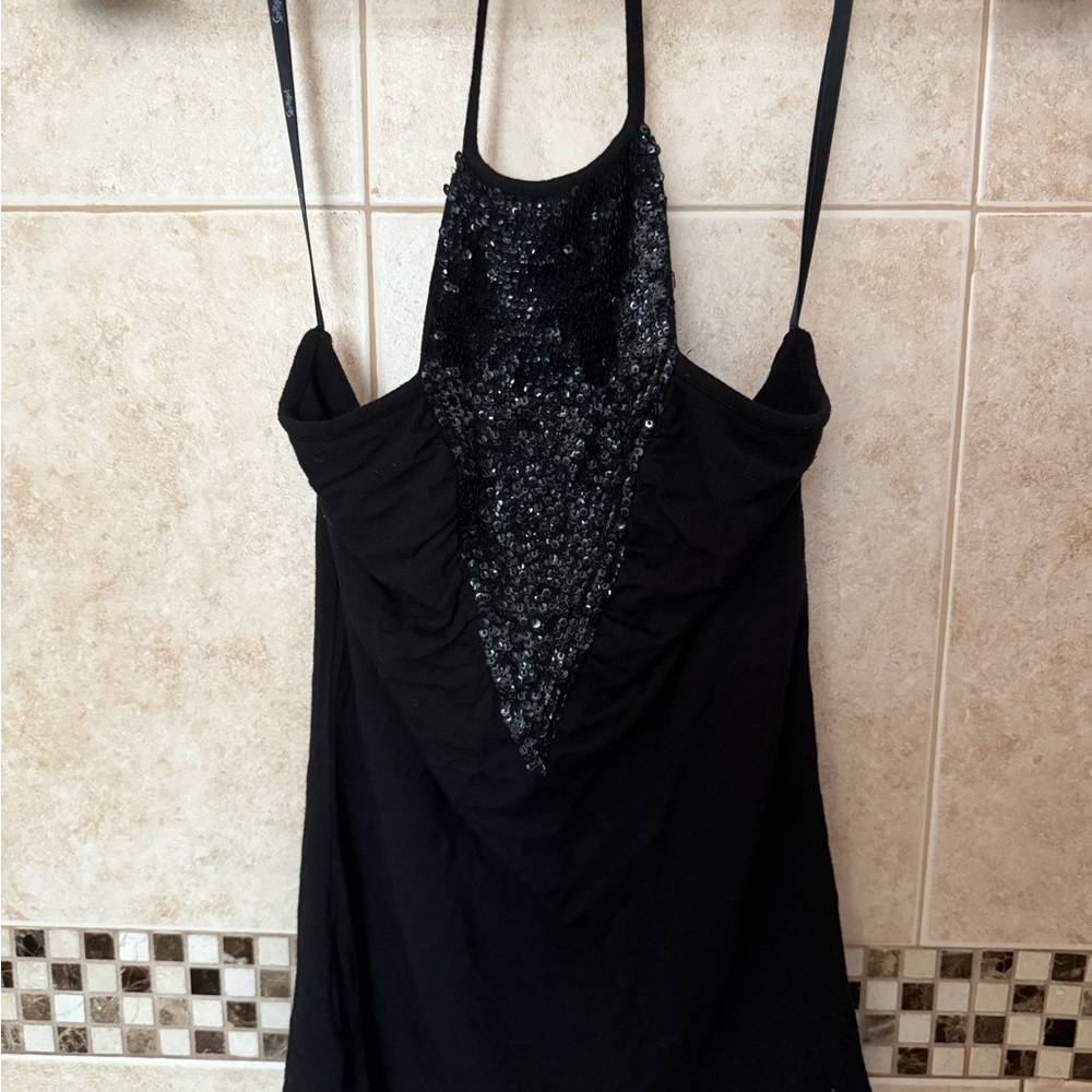Black Sequin Halter